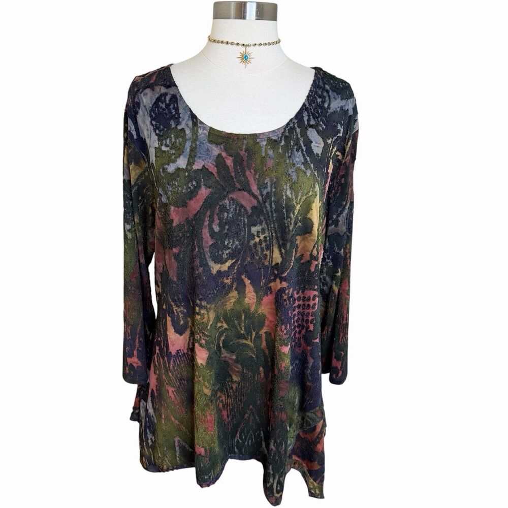 The Pyramid Collection Tunic Top Womens XL Textured Abstract Whimsigoth